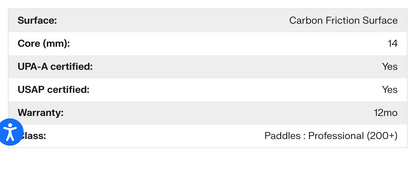 JOOLA Perseus 3S Dual 14mm Pickleball Paddle