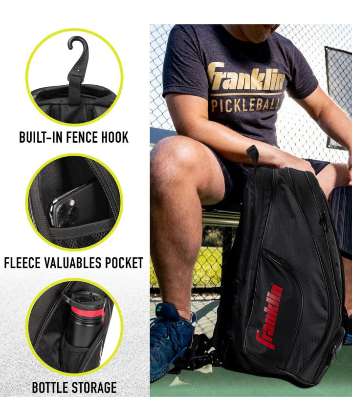 Franklin Deluxe Competition Pro Pickleball Backpack - Black/ Red Trim